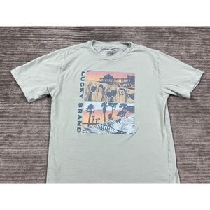 Lucky Brand Shirt Girls XL 18/20 Green Short Sleeve Beach Graphic Cotton